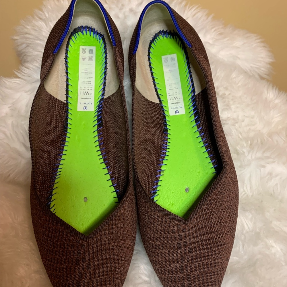 Rothys Ladies The Point Truffle Python Brown Flat… - image 7